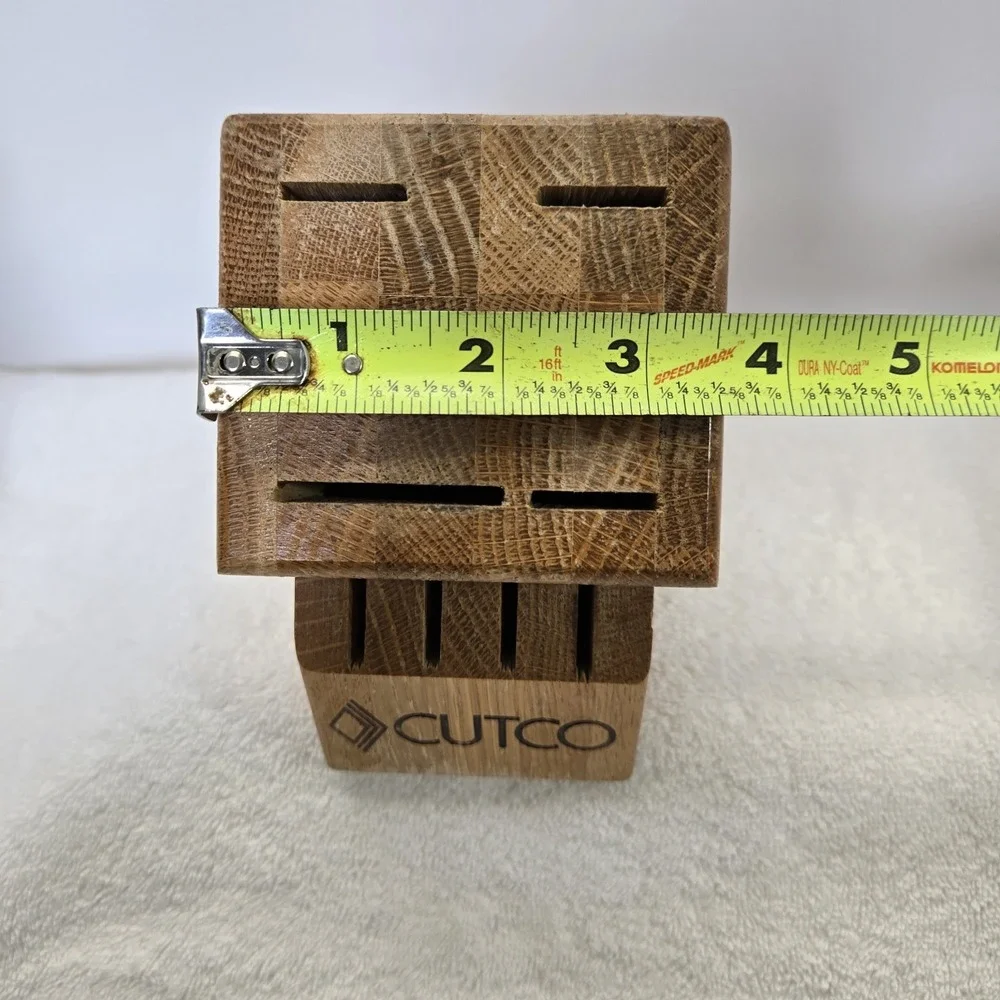 CUTCO 8 Slot Solid Wood Honey Oak Knife Block Holder Made in USA Vtg